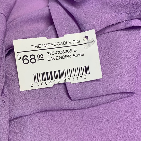 NWT The Impeccable Pig Caramela One shoulder lilac lavender dress sz Small. - Picture 6 of 7